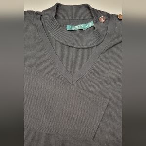 Lauren Ralph Lauren Sweater Women’s Black 3X Cotton Blend 3/4 Sleeve Choker Neck